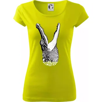 Dámské tričko Krokodýl kreslený (Pecka design) - Dámské triko Pure - S ( Limetková )