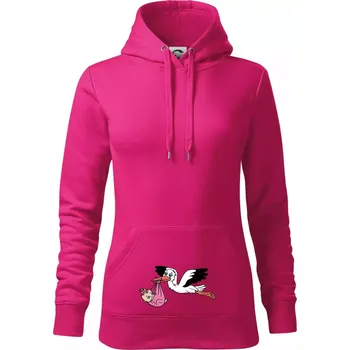 Dámská mikina Čáp a miminko - holka (Hana-creative) - Mikina dámská Cape s kapucí - XL ( Purpurová )