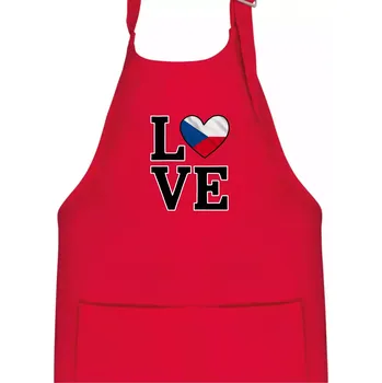 Kuchyňská zástěra Love Česká vlajka - Dětská zástěra na vaření - Univerzální velikost ( Červená )