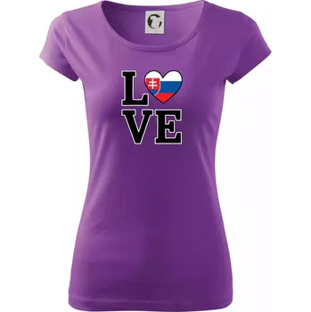 Dámské tričko Love Slovenská vlajka - Dámské triko Pure - XS ( Fialová )