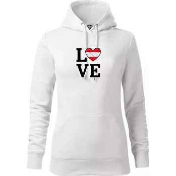 Dámská mikina Love Rakouská vlajka - Mikina dámská Cape s kapucí - 2XL ( Bílá )