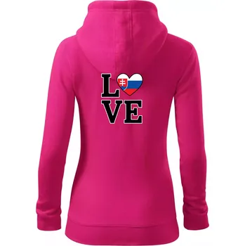 Dámská mikina Love Slovenská vlajka - Dámská mikina trendy zipper s kapucí - XS ( Purpurová )