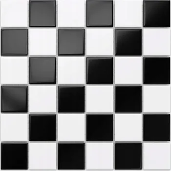 Obklad Keramická mozaika Szklane Mozaiki 30 x 30 cm bílá, černá, odstíny zelené