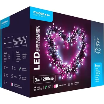 Vánoční dekorace Vánoční osvětlení na stromeček modee 3m RŮŽOVÁ STUDENÁ 288LED ML-C2016