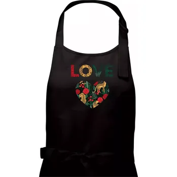 Kuchyňská zástěra Love srdce divočina (Pecka design) - Pánská zástěra na vaření - Univerzální velikost ( Černá )