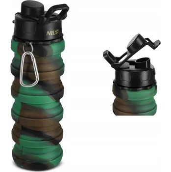 Láhev SKLÁDACÍ TAKTICKÁ SILIKONOVÁ LÁHEV MASKÁČOVÝ 500 ML NILS