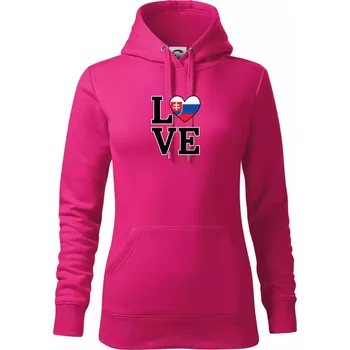 Dámská mikina Love Slovenská vlajka - Mikina dámská Cape s kapucí - L ( Purpurová )