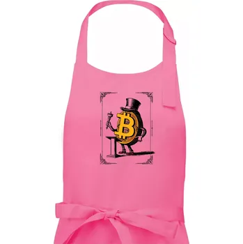 Kuchyňská zástěra Oldschool bitcoin - Dámská zástěra na vaření - Univerzální velikost ( Růžová )