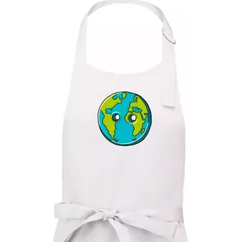 Kuchyňská zástěra Planeta země knoflík (Pecka design) - Dámská zástěra na vaření - Univerzální velikost ( Bílá )