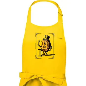 Kuchyňská zástěra Oldschool bitcoin - Dámská zástěra na vaření - Univerzální velikost ( Žlutá )