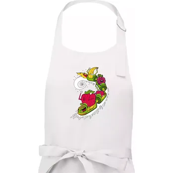 Kuchyňská zástěra Milkshake vlak kreslený (Pecka design) - Dámská zástěra na vaření - Univerzální velikost ( Bílá )