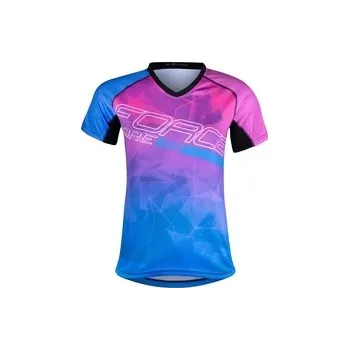 cyklistický dres Force dres krátký rukáv Core Lady růžovo-modrá vel. M