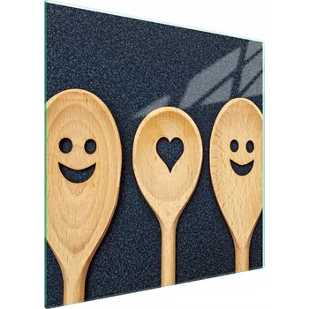 Obraz Skleněná ochranná deska na sporák 50x52 Lžíce