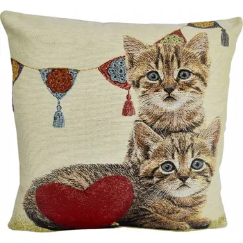 Povlak na polštářek Gobelínový povlak na polštář 42x42 Dvě koťátka se srdcem Dekorativní Italský