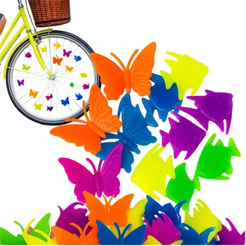 Obraz Rybičky a motýlci. Barevné cyklistické ozdoby pro děti – snadná montáž, 24 ks