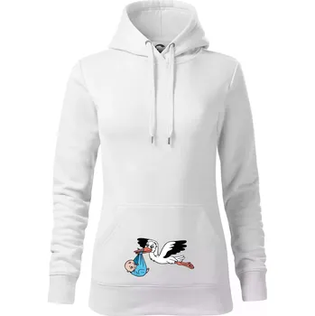Dámská mikina Čáp a miminko - kluk (Hana-creative) - Mikina dámská Cape s kapucí - XS ( Bílá )