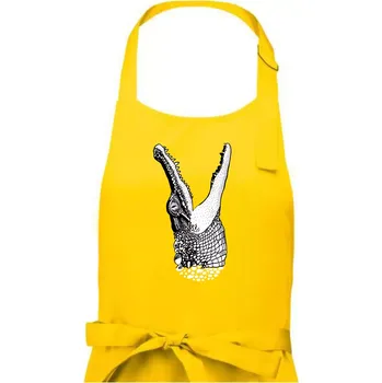 Kuchyňská zástěra Krokodýl kreslený (Pecka design) - Dámská zástěra na vaření - Univerzální velikost ( Žlutá )