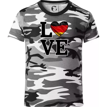 Chlapecké tričko Love Německá vlajka - Dětské maskáčové triko - 104-110cm / 3-4 roky ( Šedý maskáč )