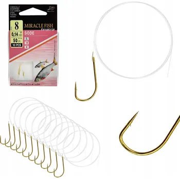 Rybářský háček Háčky pro lov ze dna, plavané, s návazcem, s protihrotem Miracle Fish SODE, vázaný rýč/protihrot vel. 8 10 ks