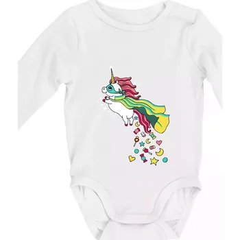 Kojenecké oblečení Sweet jednorožec (Pecka design) - Body kojenecké s dlouhým rukávem - Dlouhý r. do 3 měs ( Bílá )