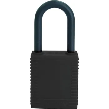 Visací zámek Bezpečnostní zámek s plastovým třmenem, černý, nevodivý