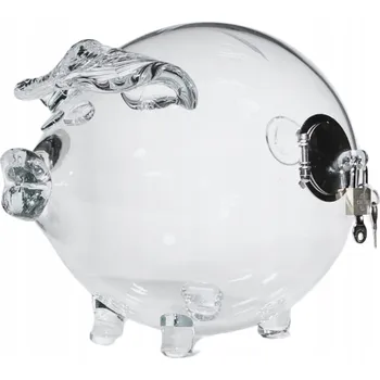 Pokladnička Pokladnička prasátko průhledná s visacím zámkem VELKÁ dárek trezor na mince bankovky XXL