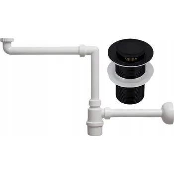 Sifon TELESKOPICKÝ UMYVADLOVÝ SIFON NASTAVITELNÝ + ZÁTKA KLIK KLAK BEZ PŘEPADU ČERNÁ