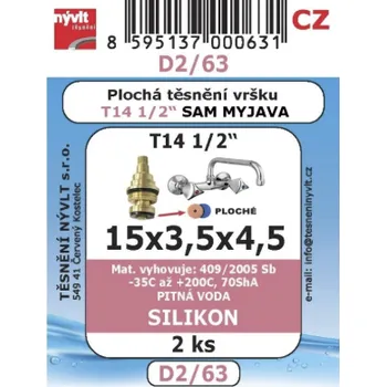 Instalatérský materiál Těsnění Nývlt Sada plochého silikonového těsnění 15x3,5x4,5 MVQ 2ks