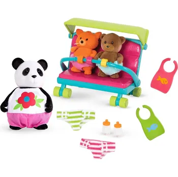 Figurka Li'l Woodzeez sada panda chůva s kočárkem
