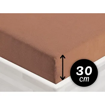 Prostěradlo Froté napínací prostěradlo na vysokou matraci FR-023 Oříškově hnědé 90 x 200 - výška 30 cm