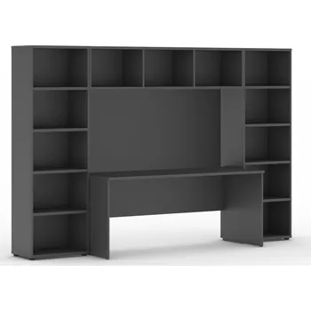 Knihovna Sestavy knihoven INTEGRO se stolem, nižší, 2950 x 700/400 x 1920 mm, grafit
