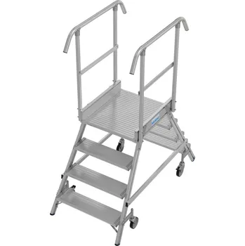 Žebřík Hliníkový plošinový žebřík, pojízdný, 2 x 4 příček, oboustranný, dle EN 131-7
