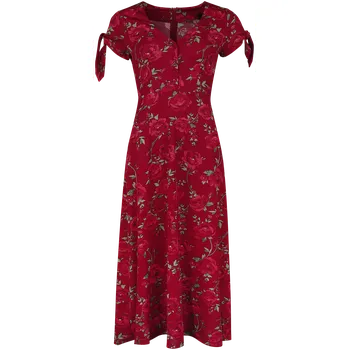 Dámské šaty Dlouhé šaty Rockabilly z Voodoo Vixen - Šaty s Véčkovým výstřihem - Ženy - červená