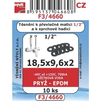 Těsnění Nývlt Sada 10ks pryžového těsnění 18,5x9,6x2mm EPDM matice 1/2
