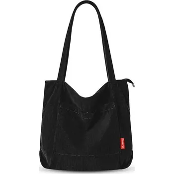 Školní batoh Dámská taška přes rameno Ultrove Corduroy Bag se zipem, silná velká nákupní taška, odolná taška do