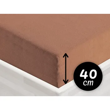 Prostěradlo Froté napínací prostěradlo na extra vysokou matraci FR-023 Oříškově hnědé 200 x 200 - výška 40 cm