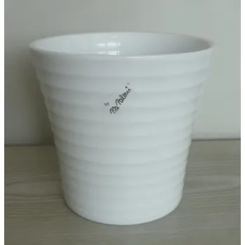 Květináč Obal keramický ORCHID 14 CM BÍLÝ GL. WAVE