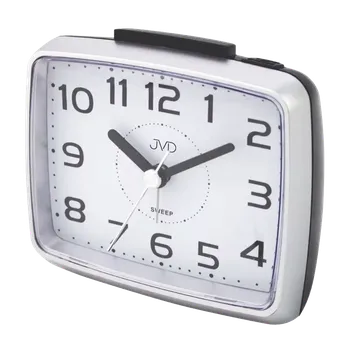 Budík JVD Netikajcí tichý přehledný stříbrný budík JVD SRP879.3 ( analogový tichý budík)