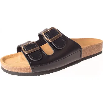 Dámské pantofle Pánske kožené pantofle dvouprackové černé 45