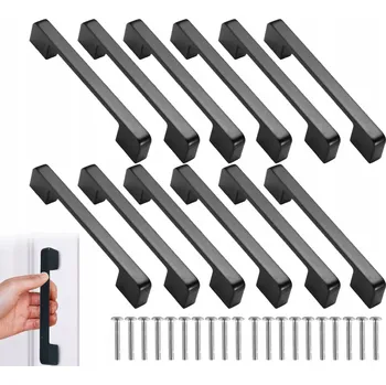 Nábytkové kování Nábytková Úchytka Černá pro Skříňku Zásuvky Kuchyňskou 128mm Univerzální Vruty