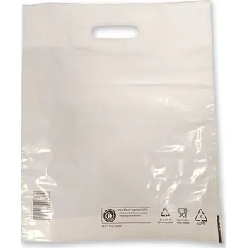 Dárková taška Tašky igelitové - s průhmatem, bílé, 50 ks