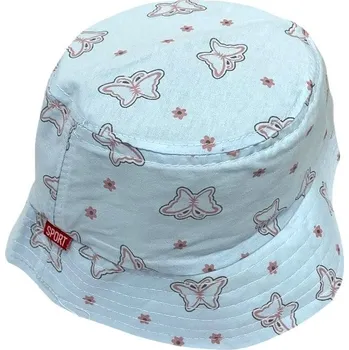 Klobouk DÍVČÍ KLOBOUK S MOTÝLKY IV171 VELIKOSTI 50-52 Velikost: 50/52, Barva: Modrá