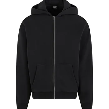Pánská mikina Mikina s kapucí na zip z Urban Classics - Chlupatá mikina se zipem - Muži - černá