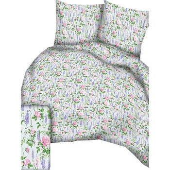 Povlečení 4sleep Bavlněné povlečení Lux 140 × 200 + 70 × 90 cm - Růžičky na šedém