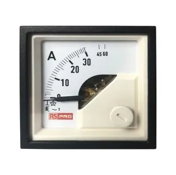 Analogový panelový ampérmetr, výška výřezu: 45mm, max. hodnota: 60 (Input)A AC, šířka výřezu: 45mm, přesnost měřicího