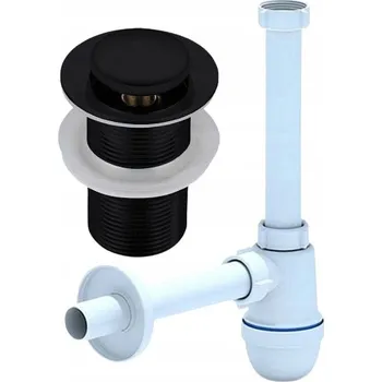 Sifon Umyvadlový sifon + zátka klik klak bez přepadu, černý