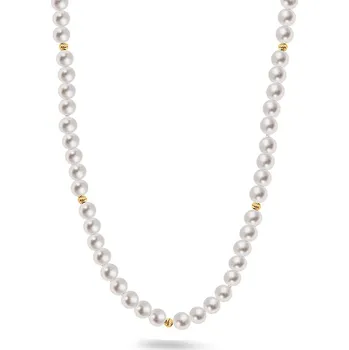 Náhrdelník Zlatý náhrdelník s bílými perlami PE279 + dárkové balení LUXUS zdarma