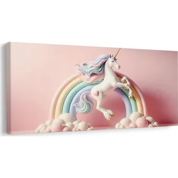 Obraz Dovido Obraz pohádkový jednorožec na pastelové duze