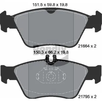 Brzdová destička Sada brzdových destiček, kotoučová brzda BENDIX Braking BPD1190