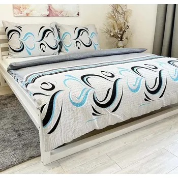 Povlečení Krepové Povlečení Šedé - Modré Srdíčka rozměr povlečení cm: 140x200, 70x90